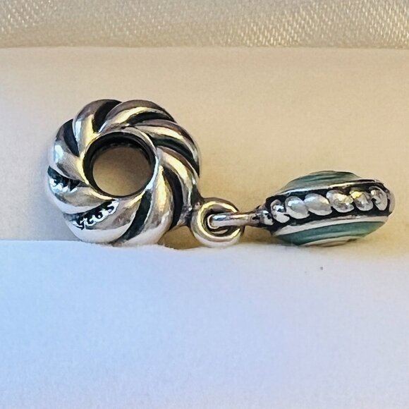 Retired Pandora Evil Eye Dangle Charm in .925 sterling silver/enamel - Picture 2 of 6